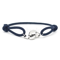 316L Surgical Stainless Steel Charm Bracelets, with Polyester Cord, Prussian Blue, 7-7/8 inch(20cm)