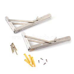 304 Stainless Steel Folding Shelf Brackets, with Plastic Plus & Iron Screws, Stainless Steel Color, 1.6~25x0.65~3.7x0.65~2.3cm, 20pcs/set(SW-TAC0001-12P)