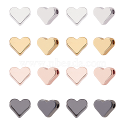 Brass Beads, Lead Free & Cadmium Free & Nickel Free, Heart, Mixed Color, 6x7x3mm, Hole: 1.2mm, 4colors, 10pcs/color, 40pcs/set(KK-PH0036-53-NR)