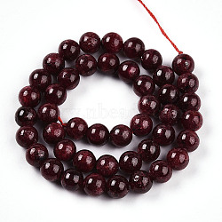 Natural Ruby Beads Strands, Round, 7.5~8.5mm, Hole: 1mm, about 45~50pcs/strand, 15.08~16.73''(38.3~42.5cm)(G-T140-12)