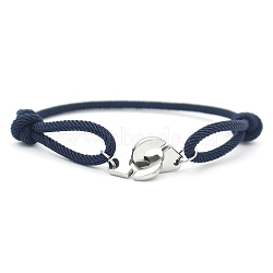 316L Surgical Stainless Steel Charm Bracelets, with Polyester Cord, Prussian Blue, 7-7/8 inch(20cm)(VALE-PW0001-030A)