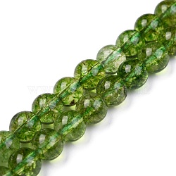 Natural Quartz Crystal Beads Strands, Round, Heated & Dyed, Olive, 6mm, Hole: 1mm, about 32pcs/strand, 7.5 inch(19.05cm)(G-C076-6mm-8-A)