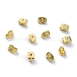 Brass Friction Ear Nuts, Ear Locking Earring Backs for Post Stud Earrings, with 3 Holes, Real 24K Gold Plated, 6x4.5x3.5mm, Hole: 1mm(KK-O131-06G-C)