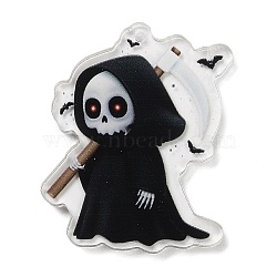 Halloween Theme Double Sided Printed Acrylic Big Pendants, Skeleton, 50x39.5x3mm, Hole: 2mm(OACR-Z023-02L)