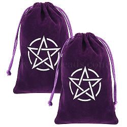 Velvet Tarot Card Storage Bags, Drawstring Pouches Packaging Bag, Rectangle, Star, 180x120mm(DIY-WH20003-11A)