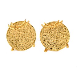 Brass Stud Earring Findings with Round Tray, Lead Free & Cadmium Free, Golden, 18mm, Pin: 13x1mm(KK-G502-19B-G)