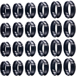 24Pcs 6 Size 201 Stainless Steel Grooved Finger Ring Settings, Ring Core Blank, for Inlay Ring Jewelry Making, Electrophoresis Black, US Size 6 1/2~13(16.9~22.2mm), 4Pcs/size(RJEW-SC0001-06)