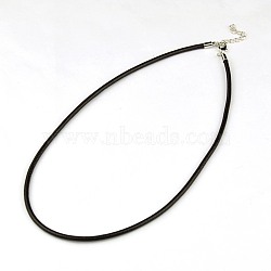 Leather Cord Necklace Making, with Zinc Alloy Lobster Claw Clasps and Brass Findings, Nickel Free, Platinum Metal Color, Black, 420x3mm(NJEW-A280-L420mm-01)