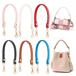 Elite 6Pcs 6 Colors PU Imitation Leather Bag Handles, with Alloy Lobster Claw Clasps, for Purse Making, Mixed Color, 30.5~32.5x1.1~1.2x0.35~0.4cm, Inner Diameter: 0.7cm, 1pc/color(FIND-PH0009-49)