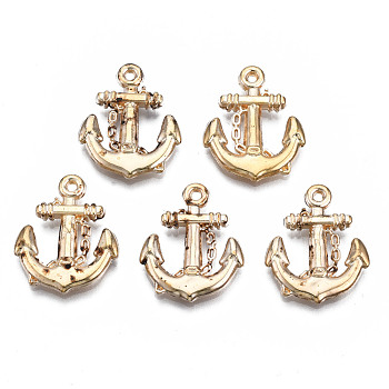 CCB Plastic Pendants, Hammered, for DIY Jewelry Making, Anchor, Light Gold, 19x16x3mm, Hole: 1mm, about 2100pcs/500g