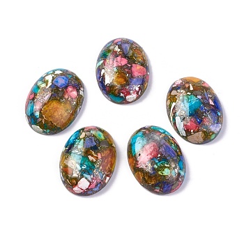 Assembled Synthetic Imperial Jasper and Turquoise Cabochons, Dyed, Oval, 25~25.5x18~18.5x7.2mm