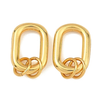 Brass Connector Charms, Oval Links with Jump Rings, Rack Plating, Long-Lasting Plated, Lead Free & Cadmium Free, Real 24K Gold Plated, 13x9x2mm, Inner Diameter: 8.5x4.5mm, Jump Ring: 5x1mm, Hole: 3mm