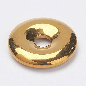 Non-Magnetic Synthetic Hematite Pendants, Donut/Pi Disc, Grade A, Golden Plated, 30x6mm, Hole: 7mm