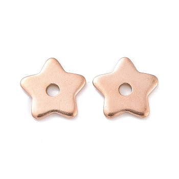 Ion Plating(IP) 304 Stainless Steel Beads, Star, Rose Gold, 8x8x1mm, Hole: 1.5mm