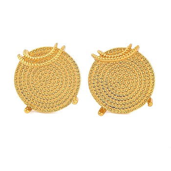 Brass Stud Earring Findings with Round Tray, Lead Free & Cadmium Free, Golden, 18mm, Pin: 13x1mm