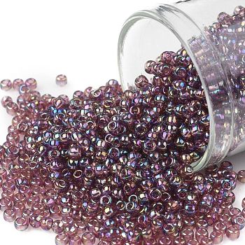 TOHO Round Seed Beads, Japanese Seed Beads, (166B) Transparent AB Medium Amethyst, 11/0, 2.2mm, Hole: 0.8mm, about 1110pcs/bottle, 10g/bottle