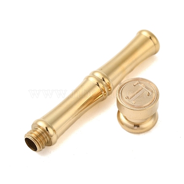 Golden Tone Brass Wax Seal Stamp Head with Bamboo Stick Shaped Handle(STAM-K001-05G-T)-2