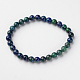 Bracelets extensibles en perles rondes en chrysocolle naturelle et lapis-lazuli (teinté)(BJEW-L594-D03)-1