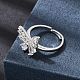 Brass Micro Pave Clear Cubic Zirconia Cuff Open Ring(CU-CBA5C10-10P)-1