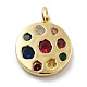 Flat Round Rack Plating Brass Micro Pave Cubic Zirconia Pendants(KK-Z071-76G)-1