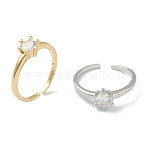 Adjustable Brass Micro Pave Clear Cubic Zirconia Cuff Rings, Open Solitaire Rings, Solitaire Rings, Mixed Color, US Size 6(16.5mm)(RJEW-L100-010)