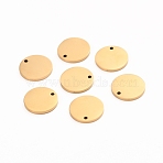 Ion Plating(IP) 304 Stainless Steel Charms, Mirror Polished Finish, Stamping Blank Tag, Laser Cut, Flat Round, Golden, 10x1mm, Hole: 0.8mm(STAS-I141-03A-G)