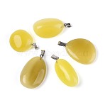 Cat Eye Pendants, Nuggets Charms, with 201 Stainless Steel Snap on Bails, Stainless Steel Color, Light Khaki, 24~37x15~24x7~20mm, Hole: 6x2.5mm(G-N360-07P-01)