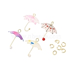 Acrylic Pendants, with 304 Stainless Steel Open Jump Rings, Mixed Color, 20~21x20x20mm, Hole: 1.6mm(KY-FP0001-04)