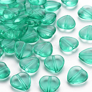 Transparent Acrylic Beads, Heart, Turquoise, 13.5x13.5x5.5mm, Hole: 1.5mm, about 775pcs/500g(TACR-S154-54B-68)