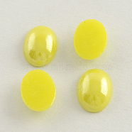 Pearlized Plated Opaque Glass Cabochons, Oval, Yellow, 13x10x5mm(X-PORC-S804-10x14-11)