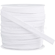 25M Double Layer Flat Cotton Cords, Hollow Cotton Rope, for Garment Accessories, White, 11x1.2mm, 25m/roll(OCOR-BC0001-74D)