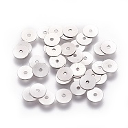 316 Surgical Stainless Steel Beads, Heishi Beads, Flat Round/Disc, Stainless Steel Color, 5x0.2mm, Hole: 0.8mm(X-STAS-I118-12P-02)