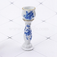 Mini Porcelain Roman Pillar Flower Pot, for Dollhouse Accessories, Pretending Prop Decorations, Flower Pattern, Pillar: 65x26mm, Flowerpot: 25x20mm(BOTT-PW0001-235A)