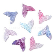 Cellulose Acetate(Resin) Pendants, with Glitter Powder, Rainbow Gradient Mermaid Pearl Style, Mermaid Tail Shape, Mixed Color, 19x19x3mm, Hole: 1.2mm(KY-N006-05-A01)