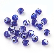 Handmade Lampwork Beads, Evil Eye, Blue, 6mm, Hole: 1.5~2mm(DT251J-3)