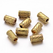 Tibetan Style Alloy Beads, Lead Free and Cadmium Free, Column, Antique Golden Color, Size: about 6mm in diameter, 11mm long, hole: 3mm.(GLF0336Y)