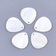 Freshwater Shell Pendants, Teardrop, Creamy White, 25.5x23x2mm, Hole: 1.5mm(X-SHEL-T012-65)