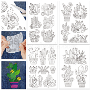 4 Sheets 11.6x8.2 Inch Stick and Stitch Embroidery Patterns, Non-woven Fabrics Water Soluble Embroidery Stabilizers, Cactus, 297x210mmm(DIY-WH0455-034)