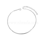 SHEGRACE Simple Fashion Rhodium Plated 925 Sterling Silver Anklet, with Tube Bead, Platinum, 200mm(JA04A)