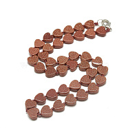 Synthetic Goldstone Beaded Necklaces, with Alloy Lobster Clasps, Heart, 19.2 inch(49cm), Heart: 10x10x5.5mm(NJEW-S403-08)