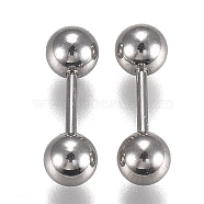 304 Stainless Steel Ball Stud Earrings, Barbell Cartilage Earrings, Stainless Steel Color, 13~14x4mm, Pin: 1mm, 24pairs/set(EJEW-H113-02P-C)
