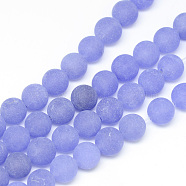 Natural White Jade Bead Strands, Dyed, Frosted, Round, Medium Slate Blue, 10~11mm, Hole: 1.5mm, about 38~39pcs/strand, 14.9 inch(G-R297-10mm-52)