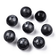 Resin Beads, Imitation Gemstone, Round, Black, 12mm, Hole: 2mm(RESI-S377-15A-01)
