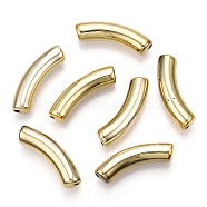 UV Plating Acrylic Beads, Curved Tube, Golden Plated, 33x8x8mm, Hole: 1.6mm(PACR-Q120-001B)