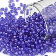 TOHO Round Seed Beads, Japanese Seed Beads, (934) Inside Color Crystal/Wisteria Lined, 8/0, 3mm, Hole: 1mm, about 222pcs/bottle, 10g/bottle(SEED-JPTR08-0934)