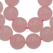 Dyed Natural White Jade Beads Strands, Imitation Rose Quartz, Round, about 8mm in diameter, hole: 1mm, about 49pcs/strand, 15 inch(X-JBR7-8mm)