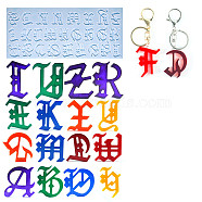 Gothic Style Letter A~Z DIY Silicone Pendant Molds, Resin Casting Molds, for UV Resin, Epoxy Resin Jewelry Making, White, 165x375x9mm, Hole: 2mm, Inner Diameter: 37~51.6x29~44.7mm(SIMO-H012-04)