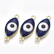 Alloy Links connectors, with Enamel, Evil Eye, Light Gold, Midnight Blue, 25x10.5x4mm, Hole: 1.8mm(ENAM-S016-28C)