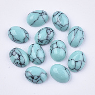 Synthetic Turquoise Cabochons, Oval, Medium Turquoise, 8x6x3mm(TURQ-S290-33G-04)