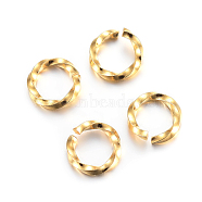 304 Stainless Steel Jump Rings, Open Jump Rings, Twisted, Real 24K Gold Plated, 18 Gauge, 6x1mm, Inner Diameter: 4mm(X-STAS-F191-12G-A)